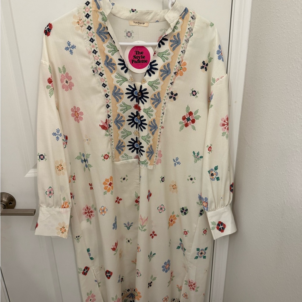 Floral Maxi Dress - Cream Multicolor